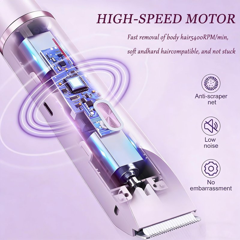 Bikini Trimmer for Women,2 in 1 Dual Head Bikini Shaver & Body Shaver,Cordless & Waterproof Electric Bikini Trimmer for Women, Painless Hair Removal with Silky Glow Finish,Purple9