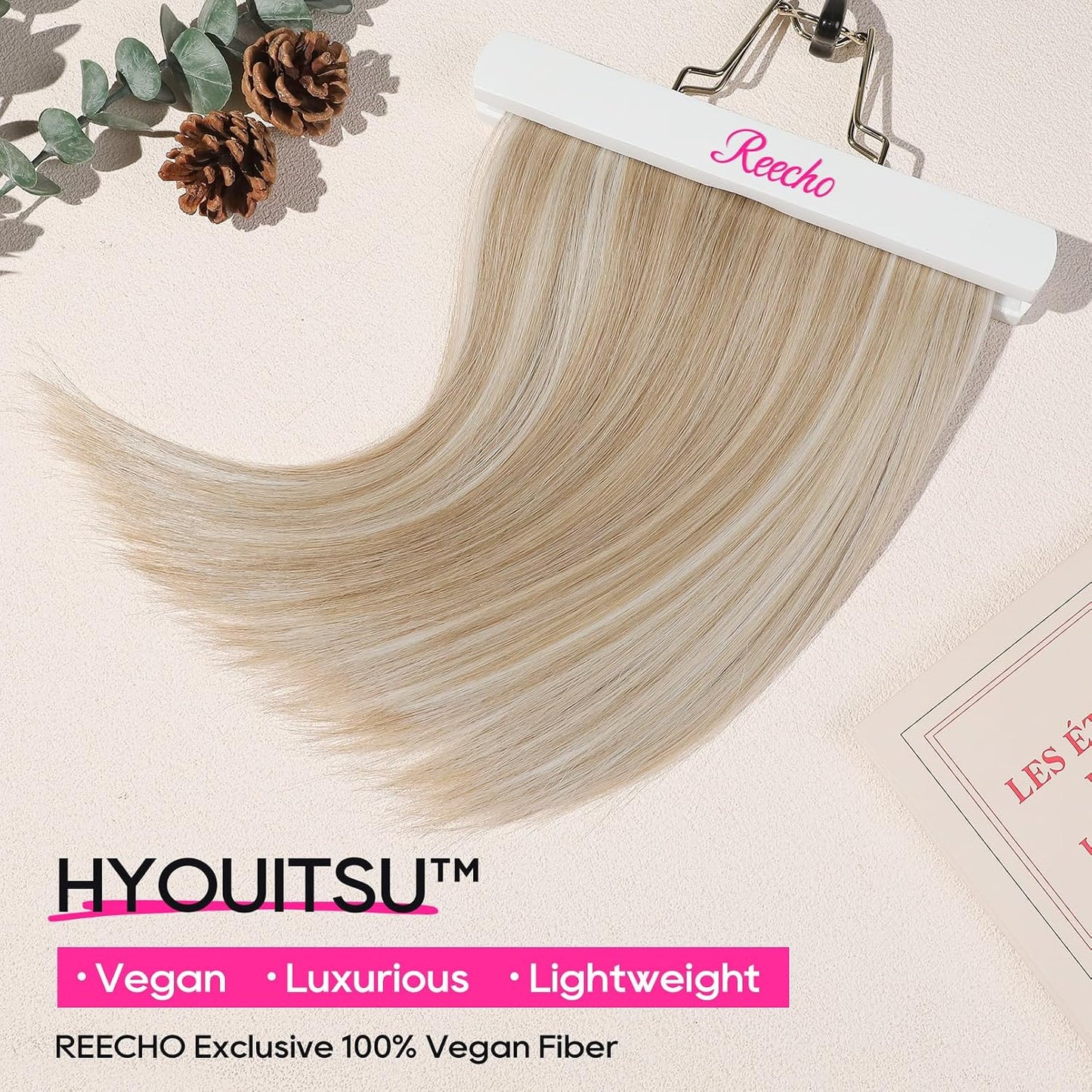 Invisible Wire Hair Extensions - Thinner Softer Lace Weft, 12" Short Straight Clips | Ash Blonde with Highlights