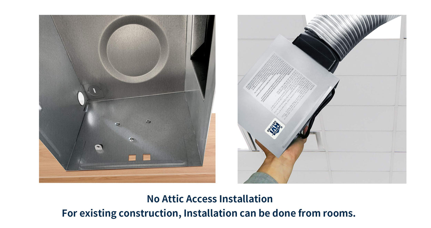 Tech Drive Bathroom Exhaust Fan with Light,80 CFM, 4 Inch Duct