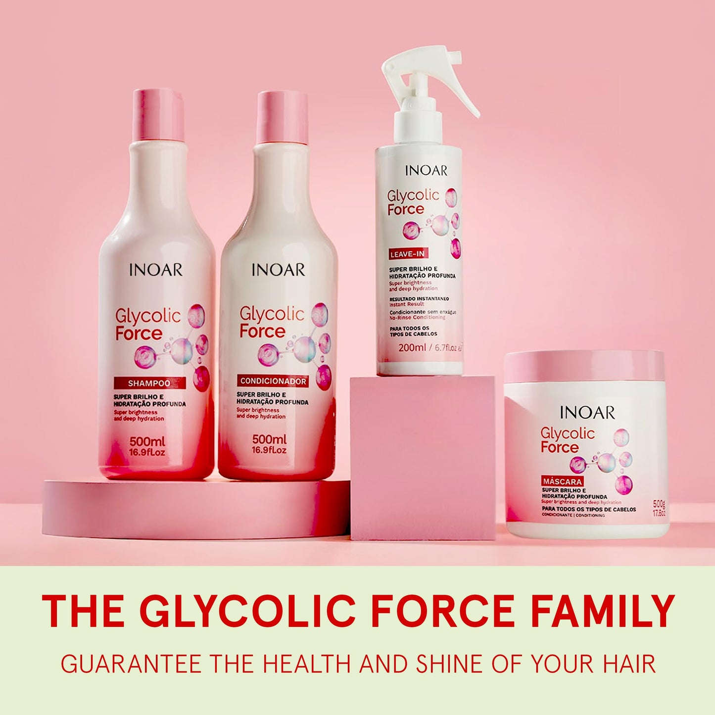 INOAR Glycolic Force Leave-In Conditioning Treatment for Deep Repair & Moisture, 6.8 fl oz