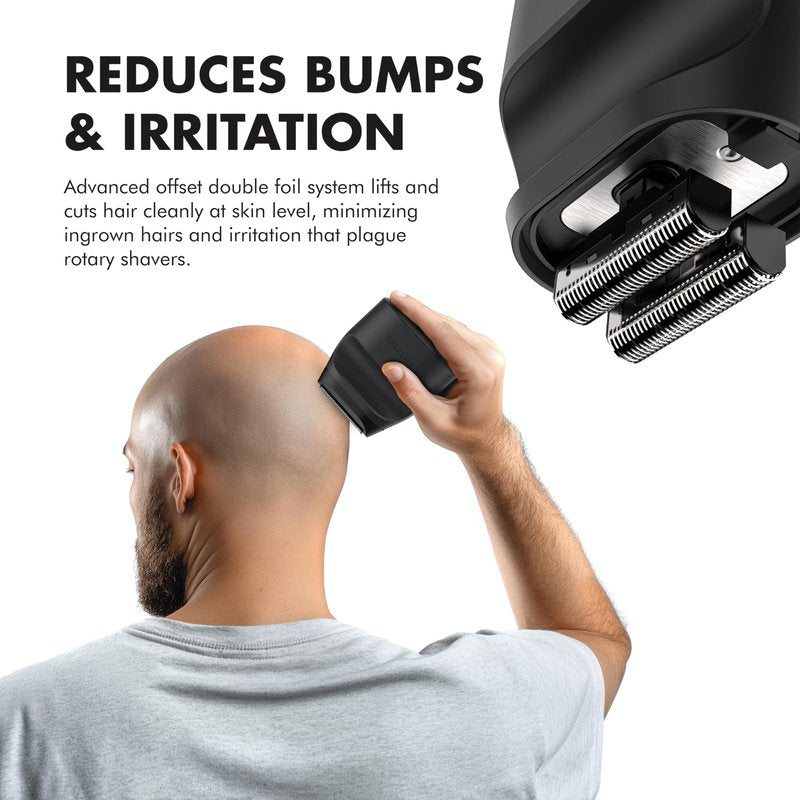 Aberlite Touch 2 Foil Head Shaver for Bald Men - Finishing Foil Shaver for Bald Head & Face, 0.05mm Ultra-Thin Foils for Razor-Smooth Results, Ergonomic Multi-Grip, Waterproof, USB-C Charging (Black)