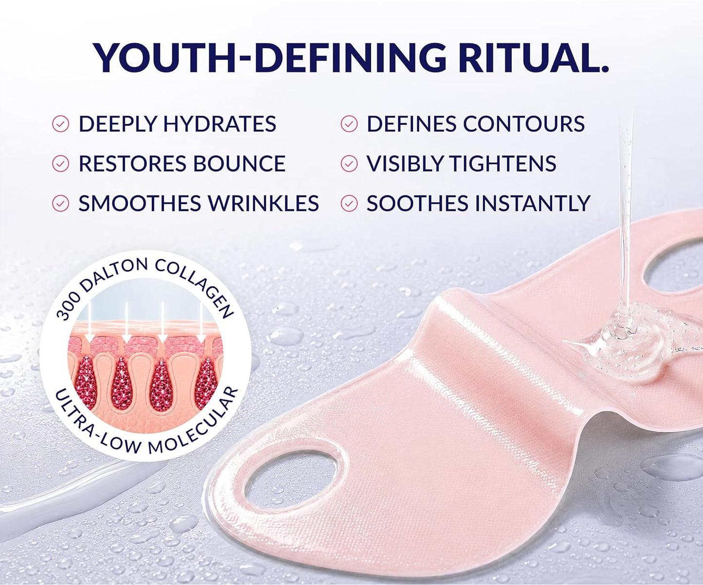 Stylia V Line Lifting Collagen Mask - Firm & Contour Jawline with Hyaluronic Acid & Aloe | 10 Pack
