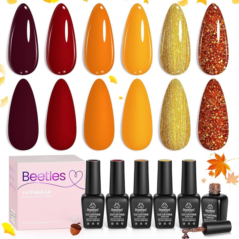 Beetles Gel Nail Polish Set - 6 Vibrant Colors for DIY Nail Art | UV/LED Compatible Manicure Kit