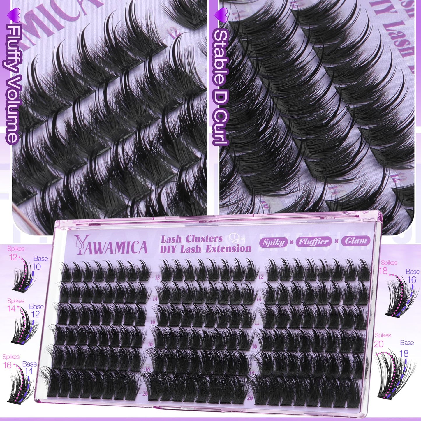 Manga Lash Clusters with Spikes Wispy Anime Eyelash Clusters Fluffy Fairy Lash Extensions Soft Thin Band D Curl Individual Lashes DIY Lash Extension 12-20mm by Yawamica