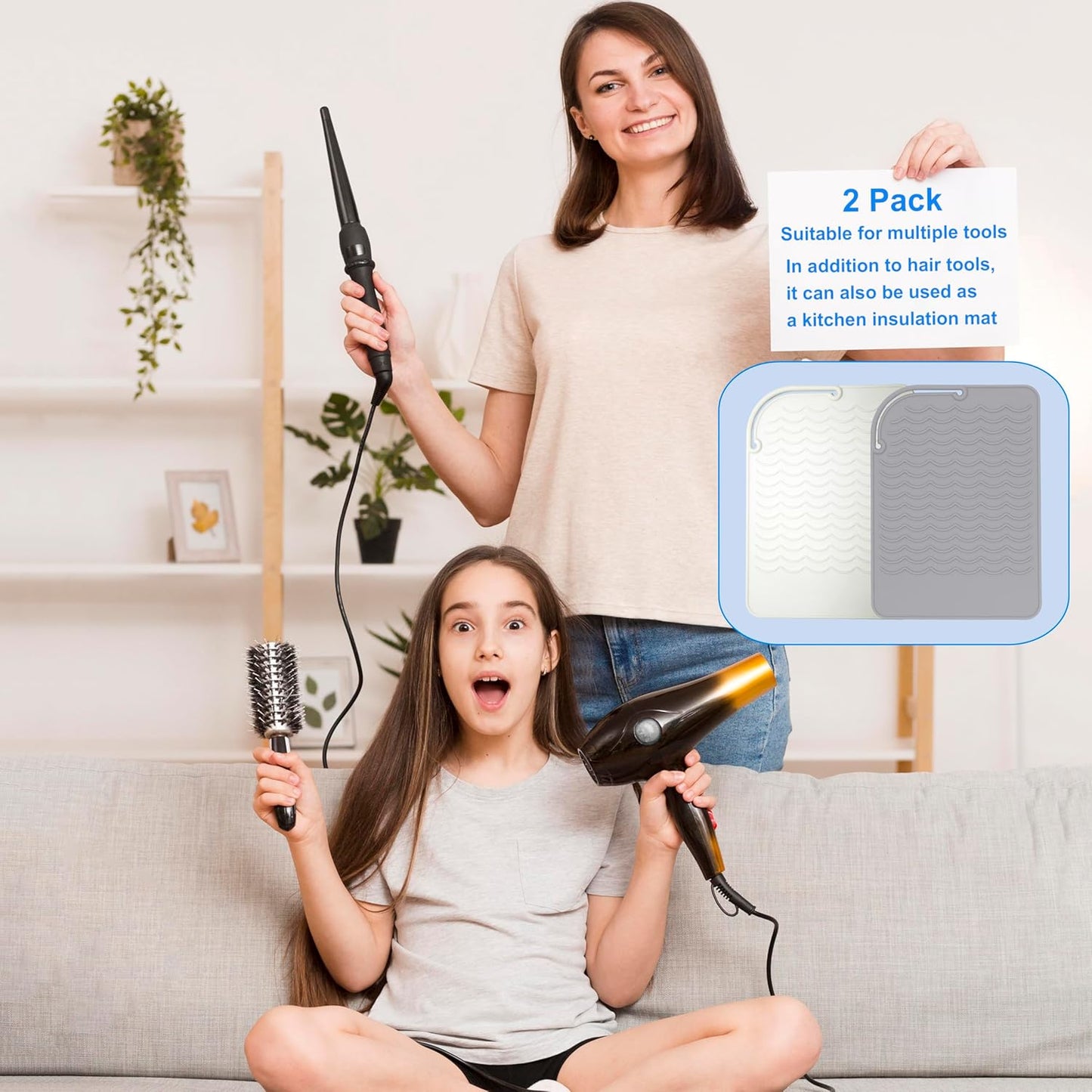 Silicone Heat Resistant Mat - Portable Travel Pad for Curling Irons & Hair Tools | 2 Pack