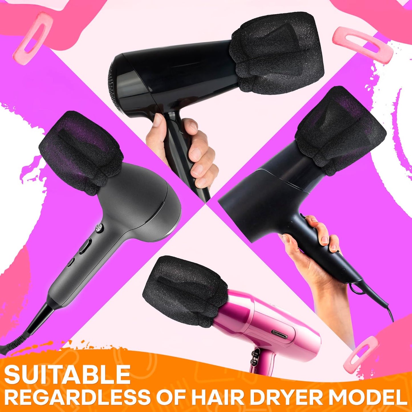 Sock Diffuser for Hair Dryer - Easy-to-Use Travel Attachment | Soft, Heat-Resistant Foam, 5.12x3.35 Inches