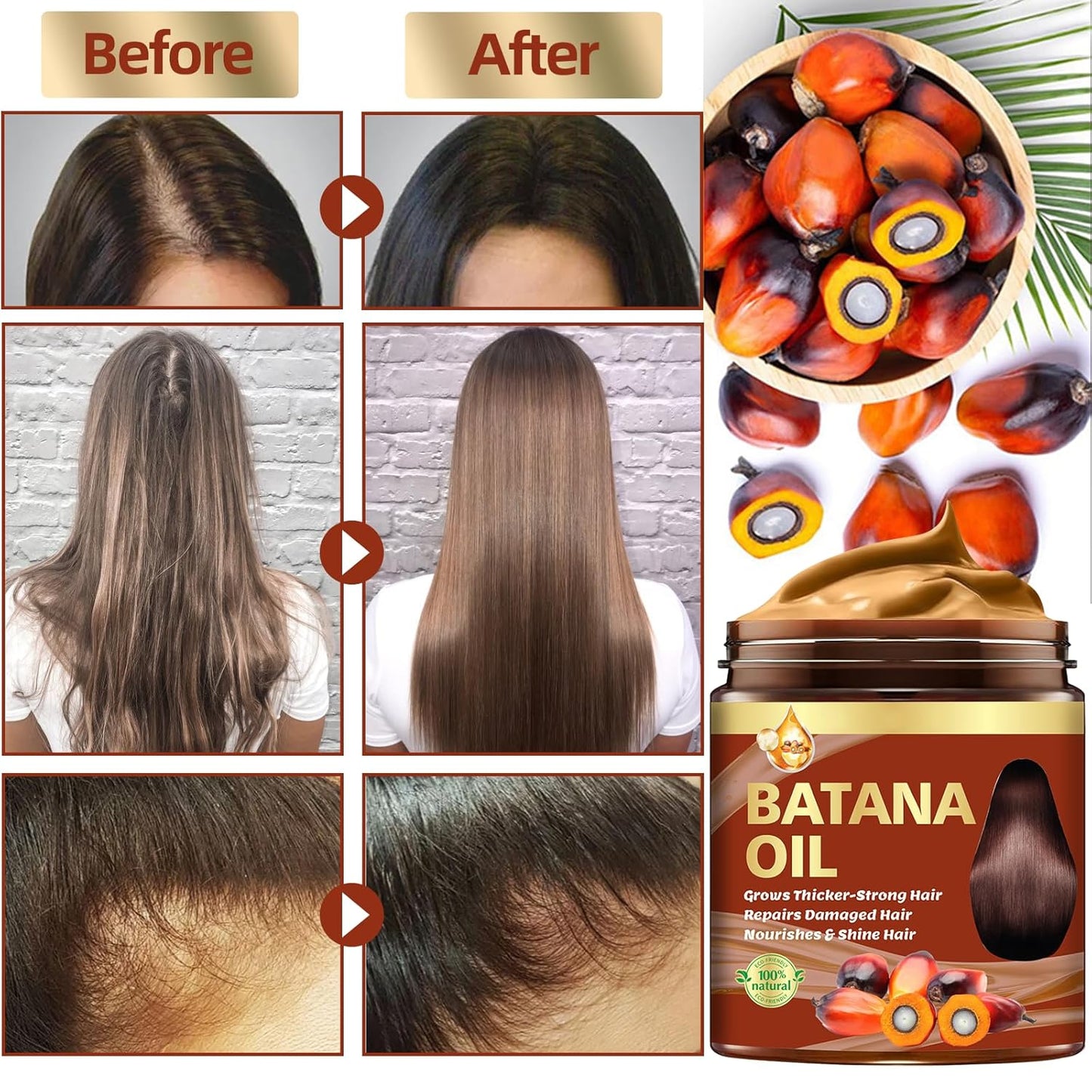 Batana Oil & Rosemary Hair Growth Serum - Natural Treatment for Thinning Hair | Nourishing Hair Mask for Men & Women