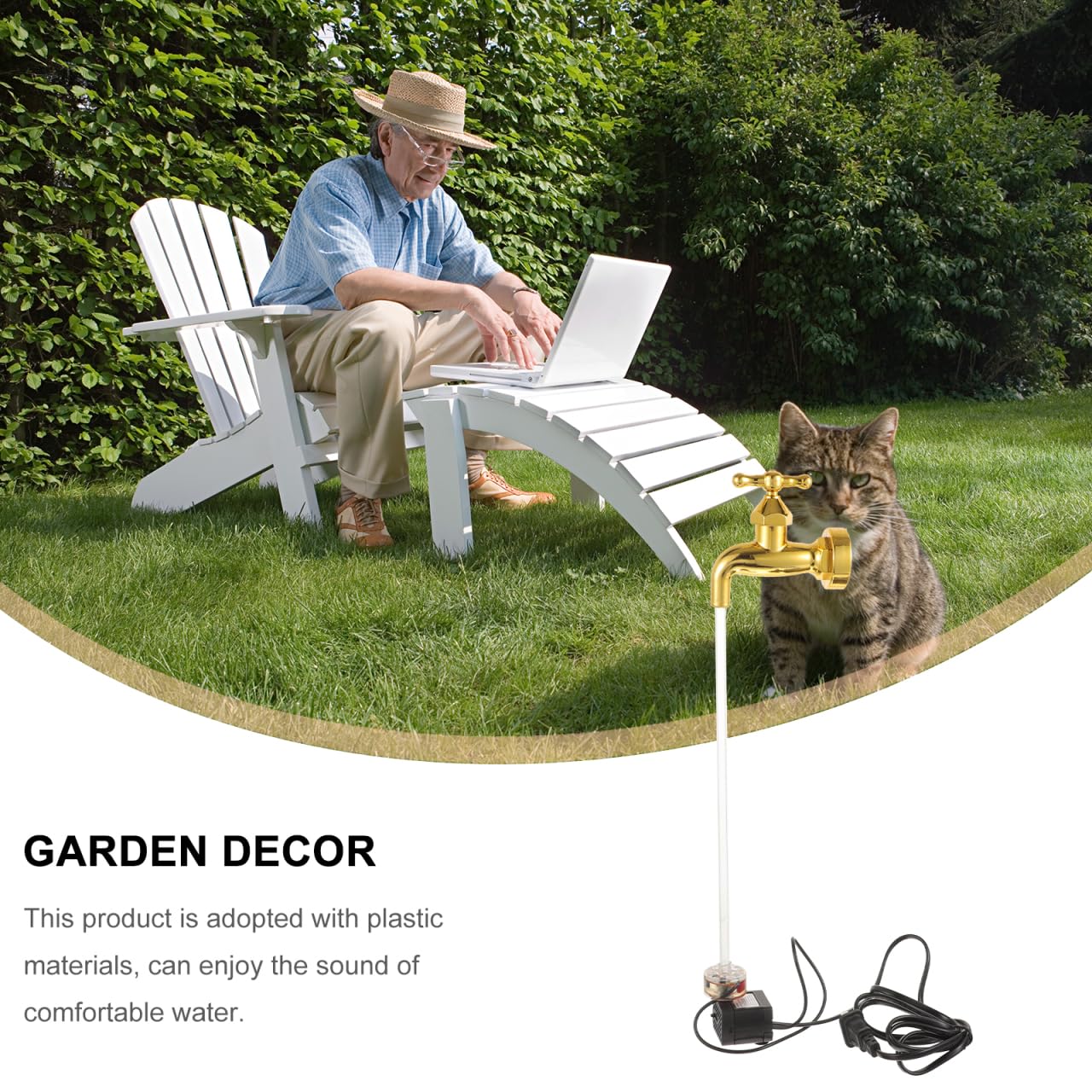 POPETPOP 1set Invisible Faucet Decorative Water Fountain for Garden Art Floating Spout Pump Outdoor Patio Decor Creative Home