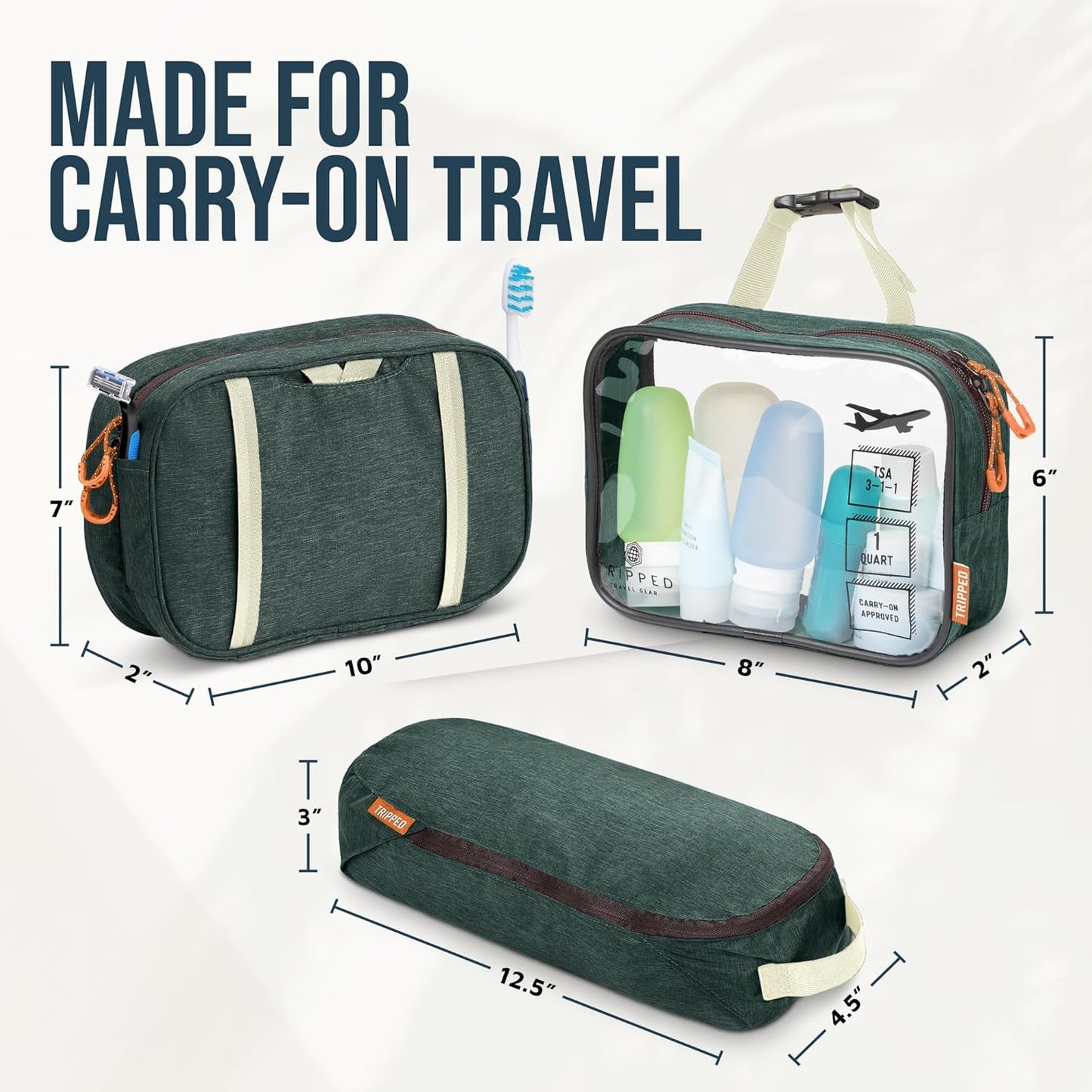 Travel Toiletry Bag Set - Hanging Organizer with TSA-Compliant Cosmetic Bag & Ultralight Pouch | Perfect for Travel