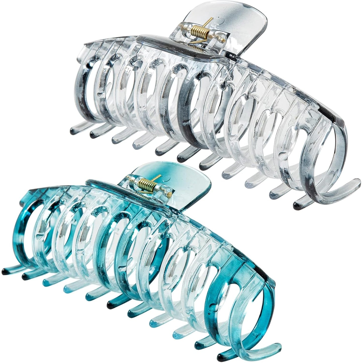 Jumbo Hair Clips for Thick Hair - Long Butterfly Accessories | 5.5 Inch, 2 Pack (Black & Clear)