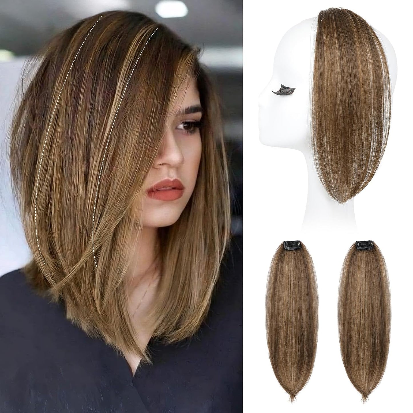 Clip In Hair Volumizer - 12 Inch Thick Hairpieces for Extra Volume | Off Black, 2PCS
