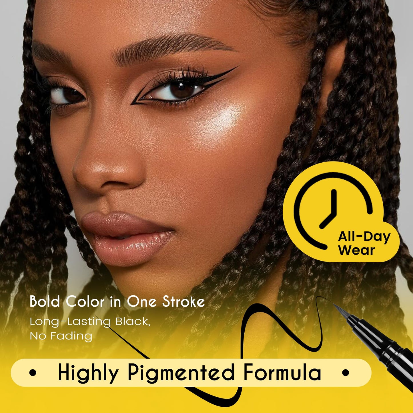 CILIYA Professional Cosmetics Liquid Eyeliner, Waterproof Liquid Eyeliner Pen - Black, Vegan Formula