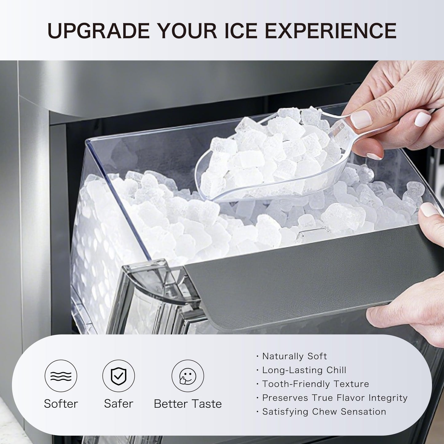 Large Capacity Nugget Ice Makers Countertop One-Click Operation Self-Cleaning Portable Ice Maker 41lbs/24H with There is A Detachable 0.8 Gallons Water Tank Ice Machine for Home,Office