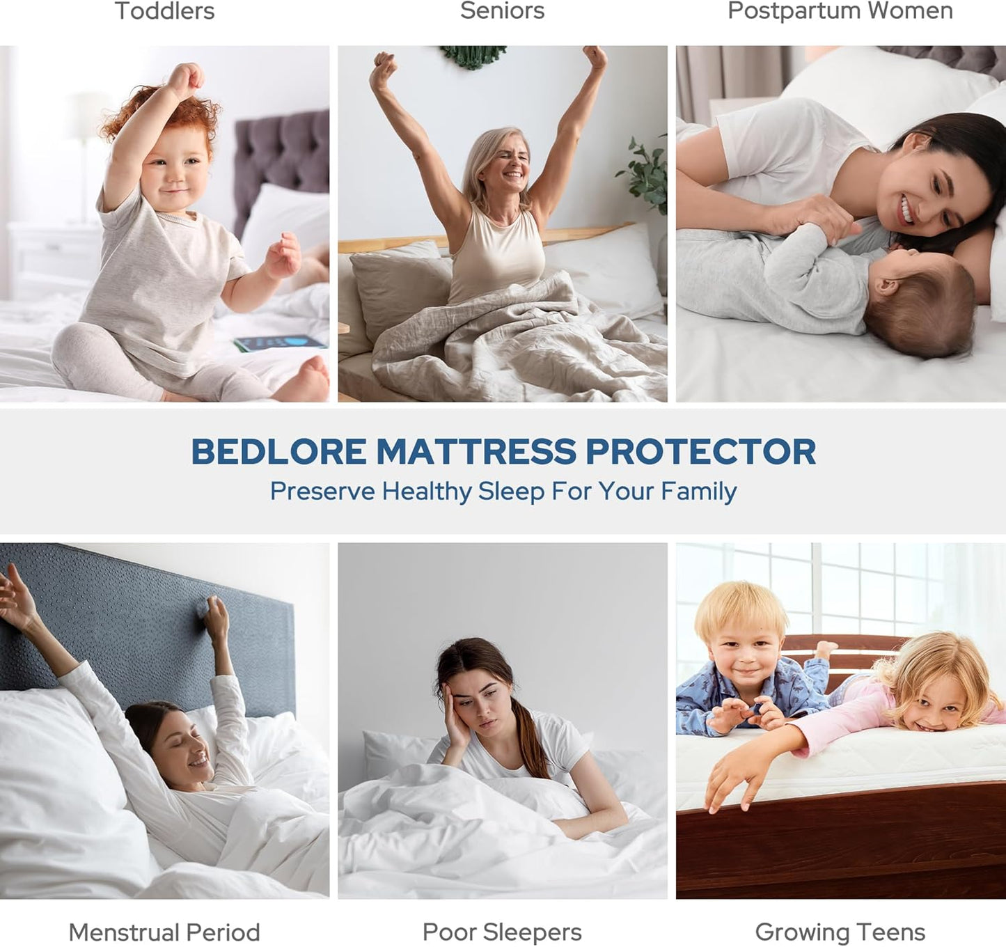 Waterproof Mattress Protector - Noiseless Queen Size Pad | Deep Pocket 6"-18" Depth, Soft & Breathable Gray Cover