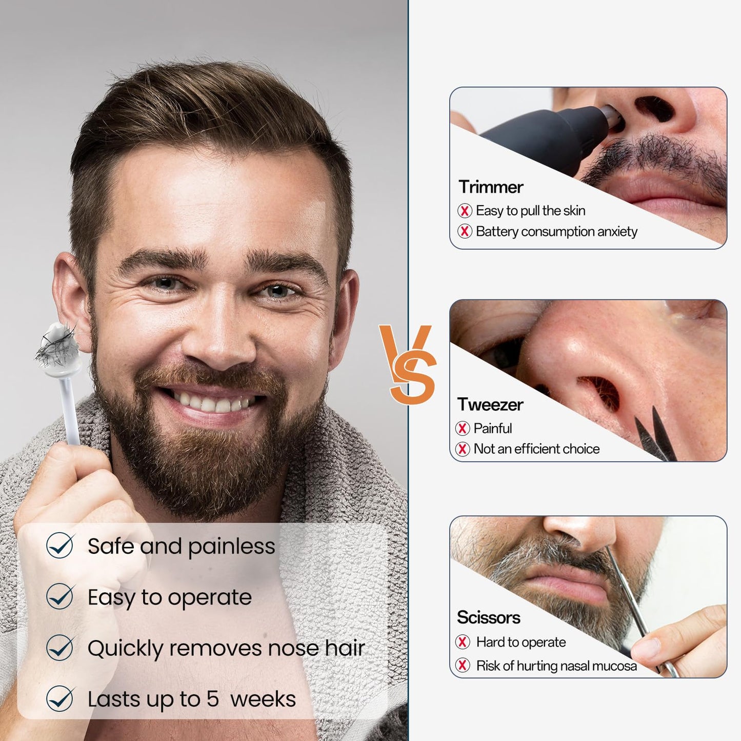 AUZEAL Nose Wax Kit, Nose Hair Wax Kit with 100 g Wax, 20 Applicators, Nose Ear Hair Removal Kit for Men Women, Easy, Quick & Painless, Lasts up to 5 Weeks