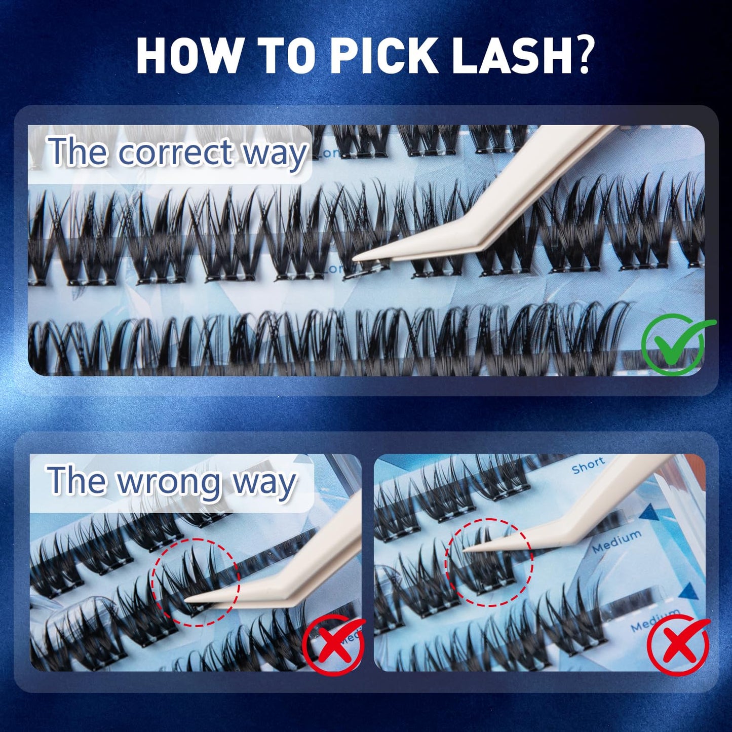 Self-Adhesive Eyelash Clusters - Natural Wispy Press-On Lashes | Reusable, No Glue Needed