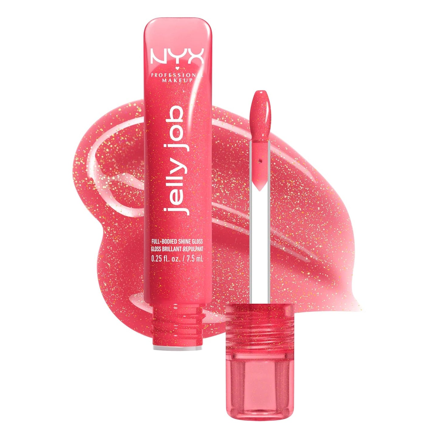 NYX Jelly Job Lip Gloss - Full-Bodied, Smoothing Lip Tint with Hyper-Glossy Shine | Toast N' Jelly (Pale Nude)
