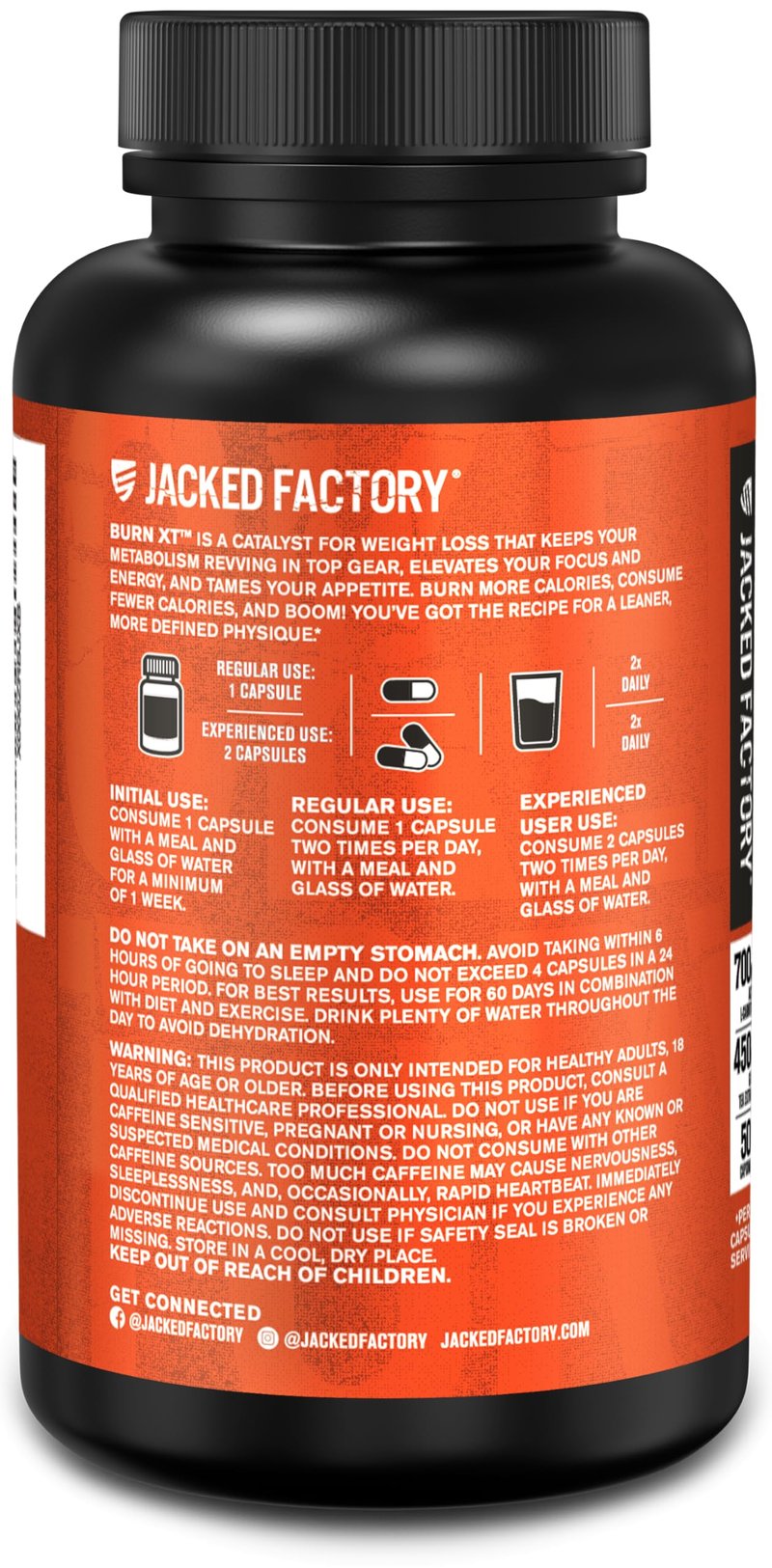 Jacked Factory Burn-XT Clinically Studied Fat Burner & Weight Loss Supplement - Appetite Suppressant & Energy Booster - with Acetyl L-Carnitine, Green Tea Extract and More - 120 Natural Diet Pills