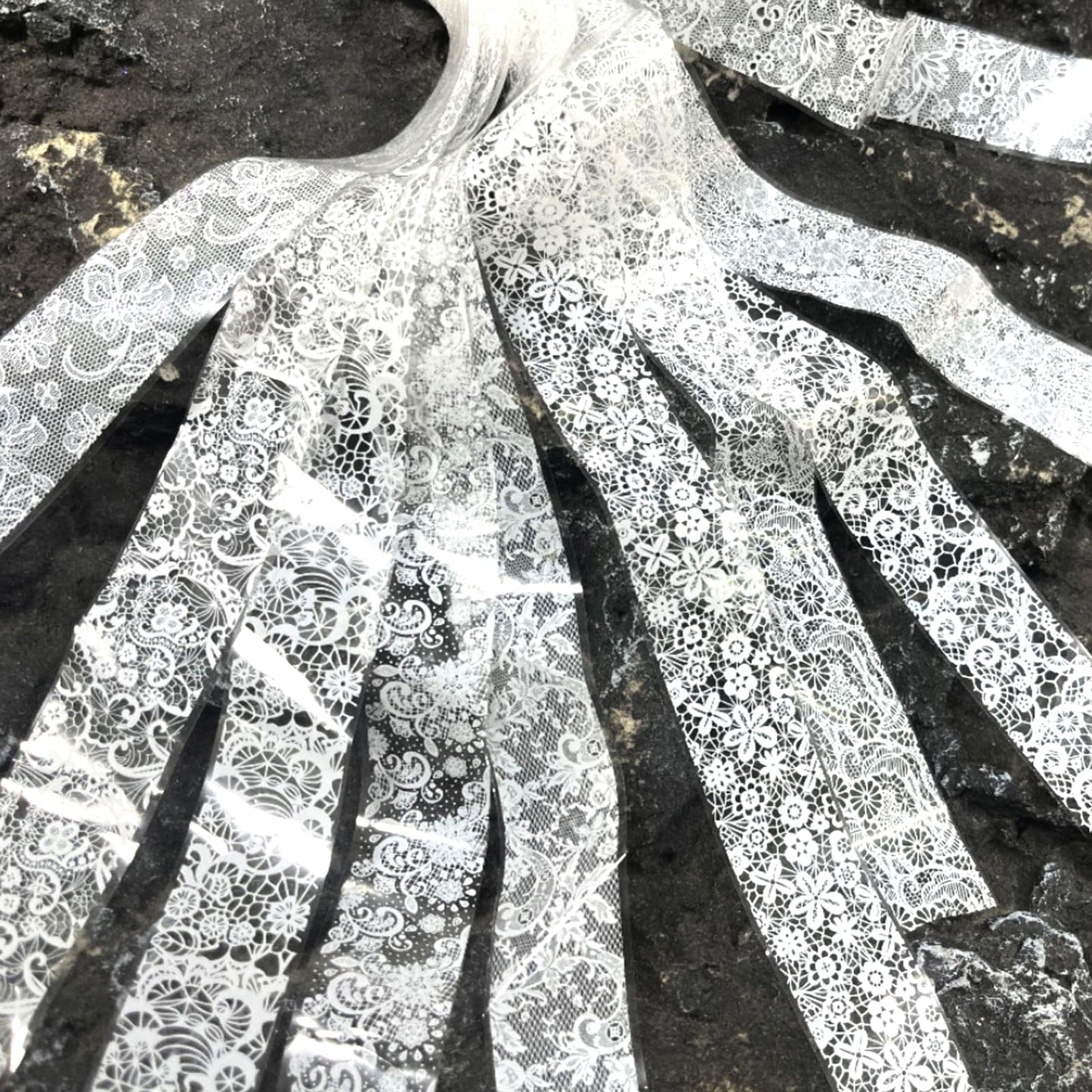 MOLILON 10 Rolls White Lace Nail Foil, Lace Nail Art Foil Transfer Stickers Decals, Holographic Foils for Nails Design, Manicure Stickers for DIY Acrylic Nails Decoration