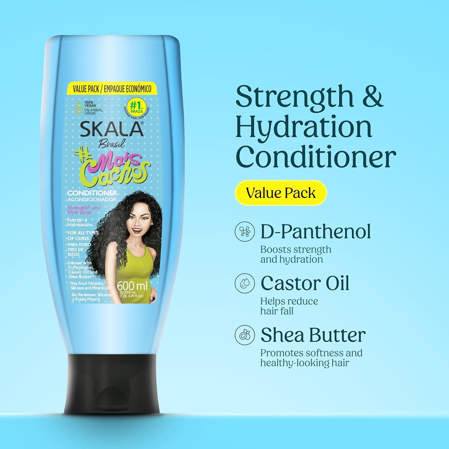 SKALA Curly Hair Conditioner - Vegan Formula with Shea Butter & Castor Oil | 325 mL Hydrating Care