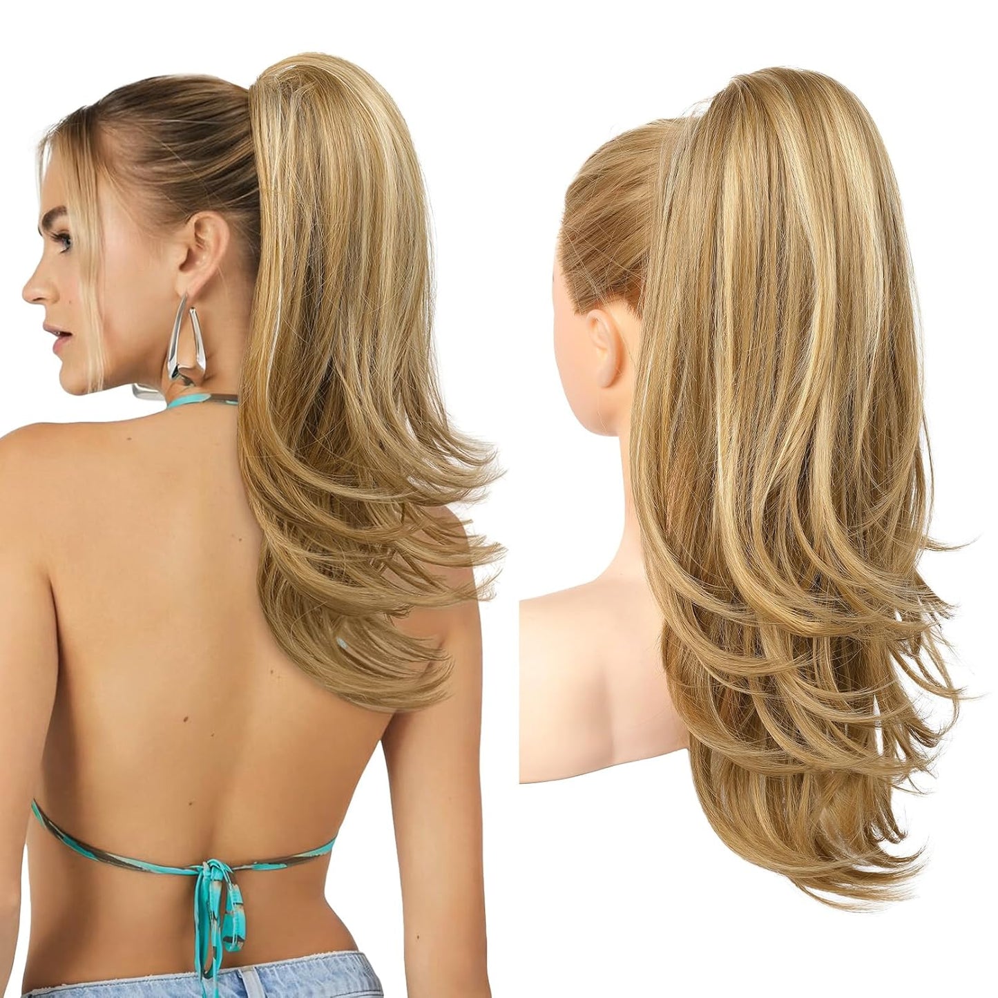 Ponytail Extension for Women - 20 Inch Drawstring Hairpiece | Soft Natural Look in Grey/Silver/White Mix