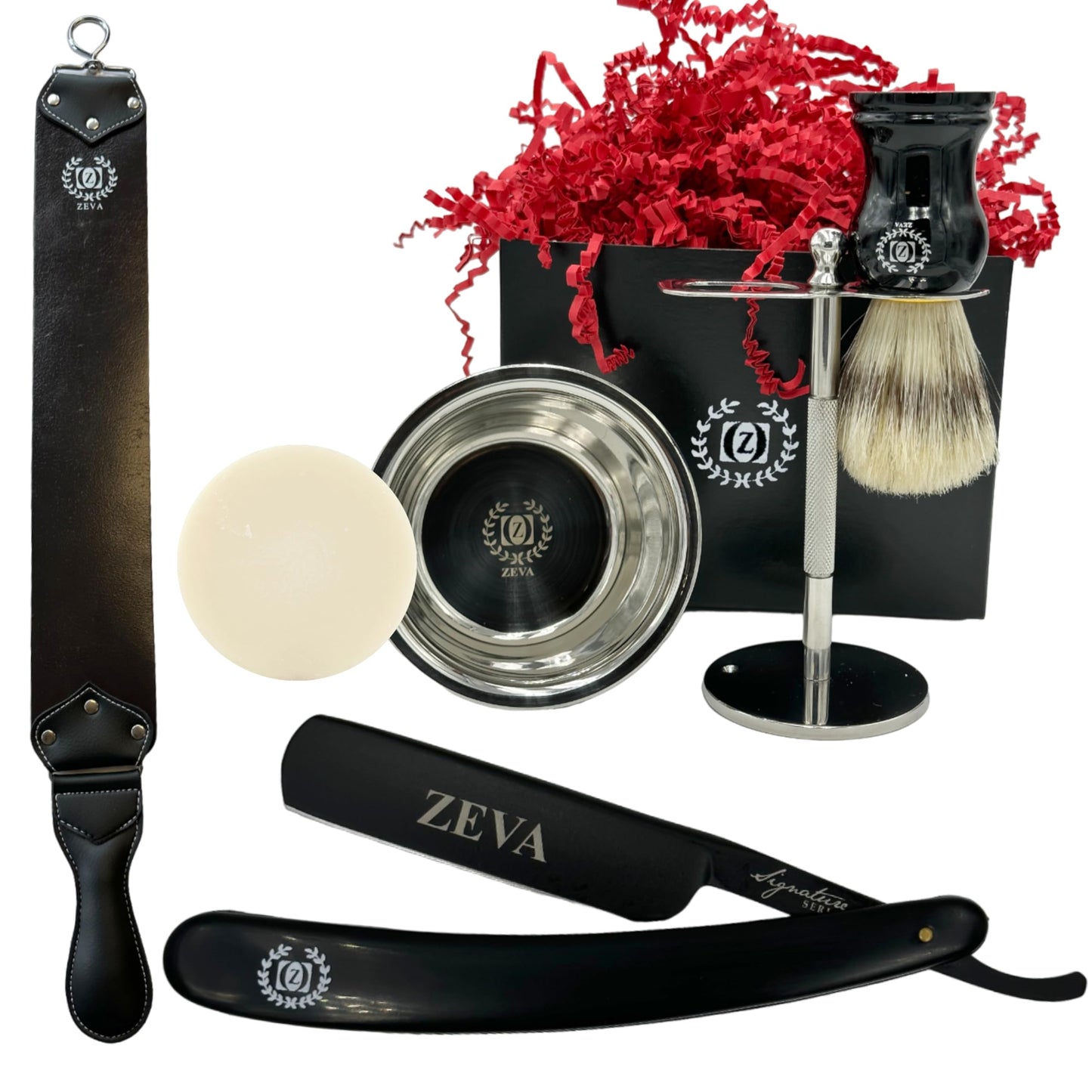 Men Straight Razor Gift Set Classic Gift 5/8" Carbon Steel, hollow ground blade with leather honing strop whet and Drip Stand Camping Outdoor Hiking Vintage