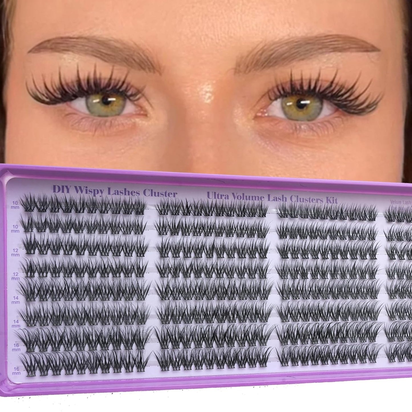 Natural Lash Cluster Eyelash Extensions - 320 Pcs Fluffy C Curl 10-16mm | DIY Individual False Lashes for Beginners