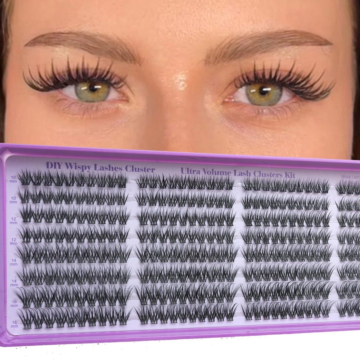 Wispy Lash Clusters, Natural Lash Cluster Eyelash Extensions 320 Pcs C Curl 10-16mm Individual Fluffy False Eyelashes Thin Band DIY for Beginners at Home