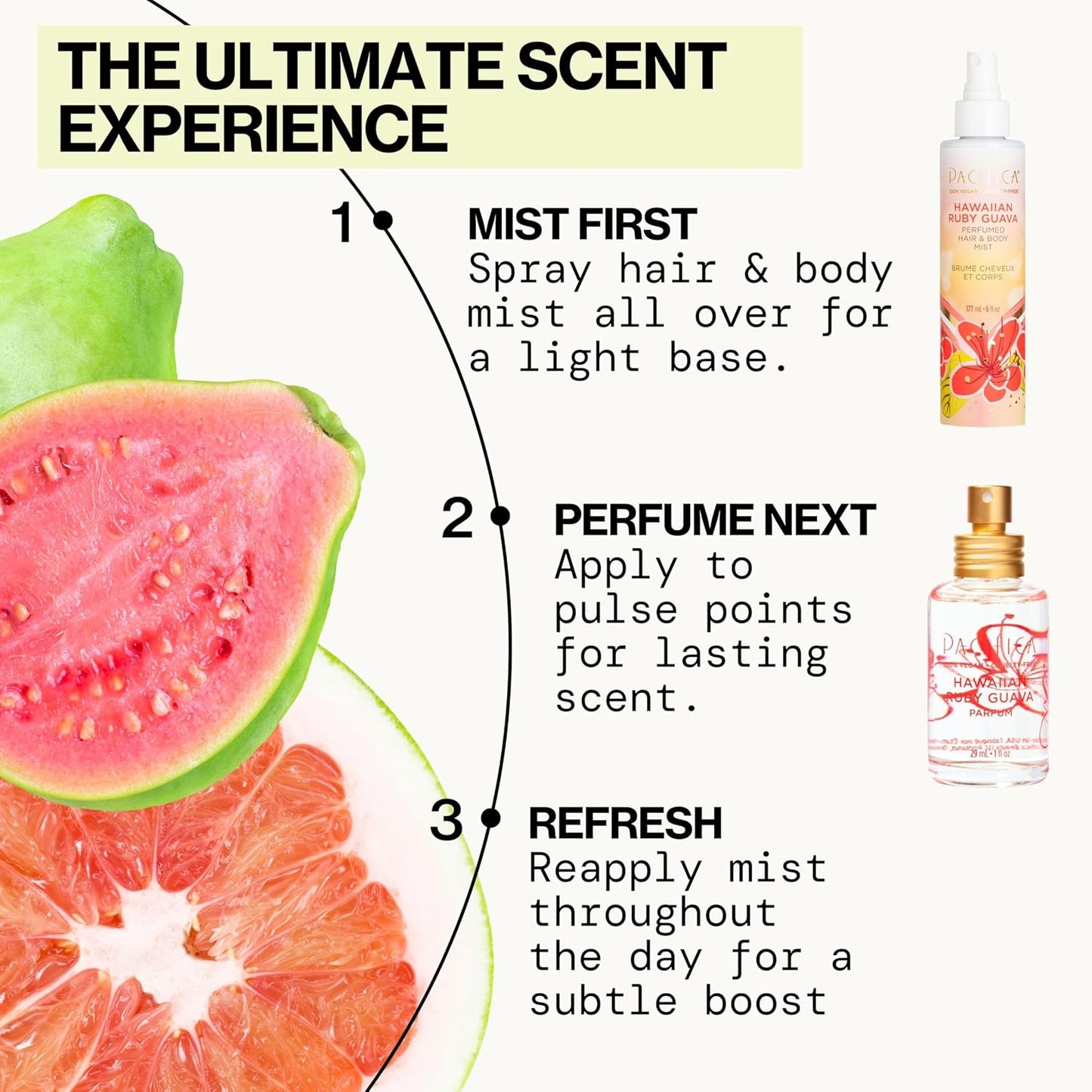 Pacifica Hawaiian Ruby Guava Hair Perfume | Alcohol-Free Body Fragrance Spray Mist - 6 oz, Vegan & Cruelty-Free