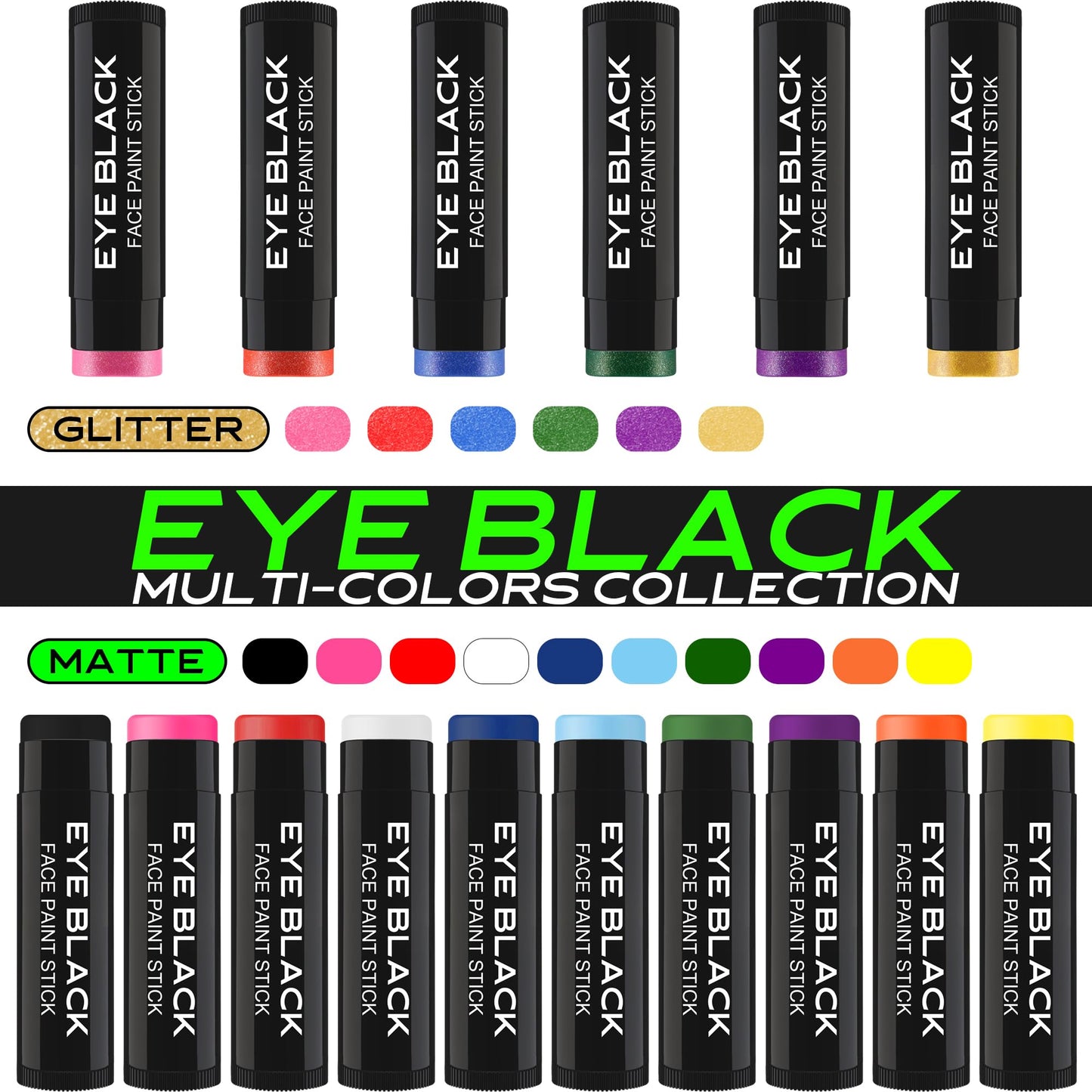 DALVGFN BLACK EYE BLACK STICK, Anti-Glare Eyeblack For Baseball Football Softball Lacrosse Accessories, Sweat-Proof Eye Black Grease Paint, Smooth & Long Lasting, Rich Full Coverage Color