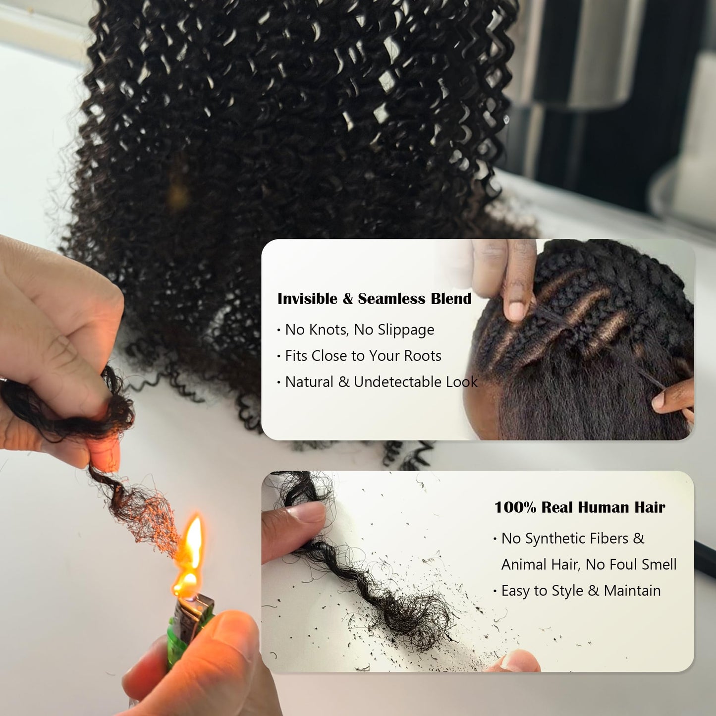 100% Human Hair Crochet Hair Burmese Curly, Pre-Looped & Pre-Separated Crochet Braids, Natural Black, Soft Lightweight, No Shedding, Tangle Free, Crochet Hair for Black Women 50strands 60g 20 Inch