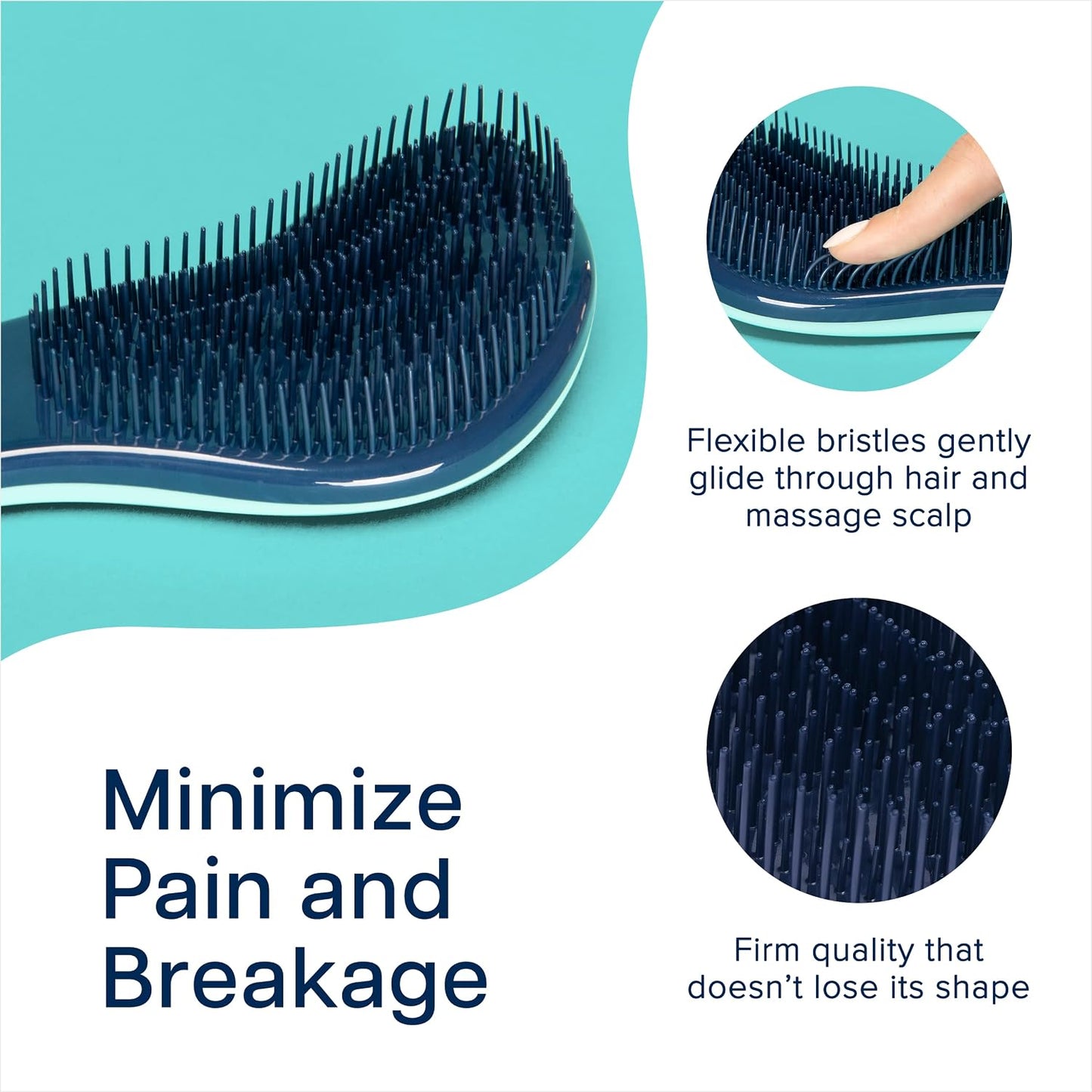 Glide Thru Detangling Hairbrush - Effortlessly Untangles Wet, Dry & Damaged Hair | Gentle Styling Tool for All Ages - 7.5 x 3 in, Turquoise