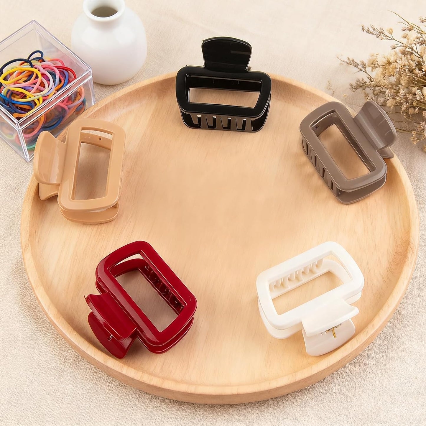 Small Square Silicone Hair Claw Clips - 5-Pack Mini Cloud Non-Slip Clamps for Women & Teens | 2.5 Inch, 5 Colors