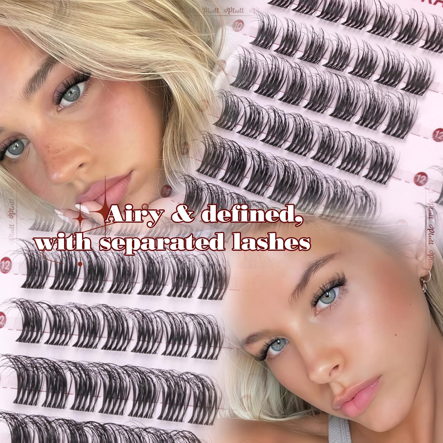 Natural Lash Clusters - Wispy D-Curly Eyelash Extensions | Fluffy 10-16MM Individual Lashes
