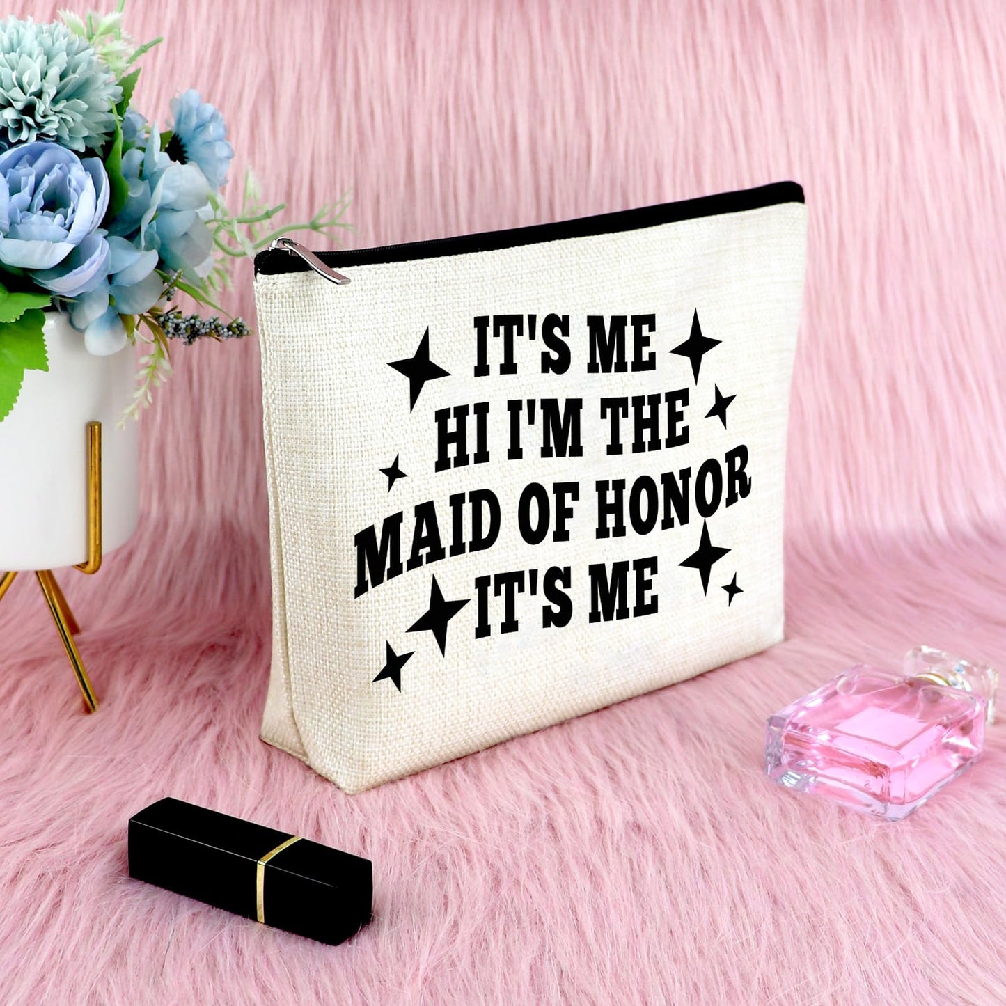 Maid of Honor Gift for Women Makeup Bag Bridesmaid Gift for Bestie Friend from Bride Bridal Shower Wedding Present for Bridesmaid Matron of Honor Bachelorette Present BFF Sister Proposal Keepsake