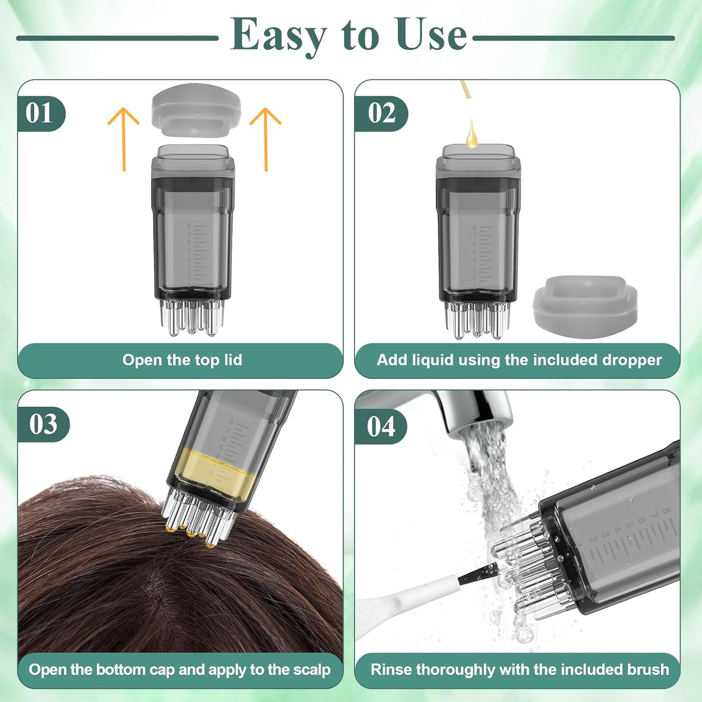 Minoxidil Applicator Set - 2 PCS Scalp Comb with Cleaning Brush & Dropper | Hair Growth Tool