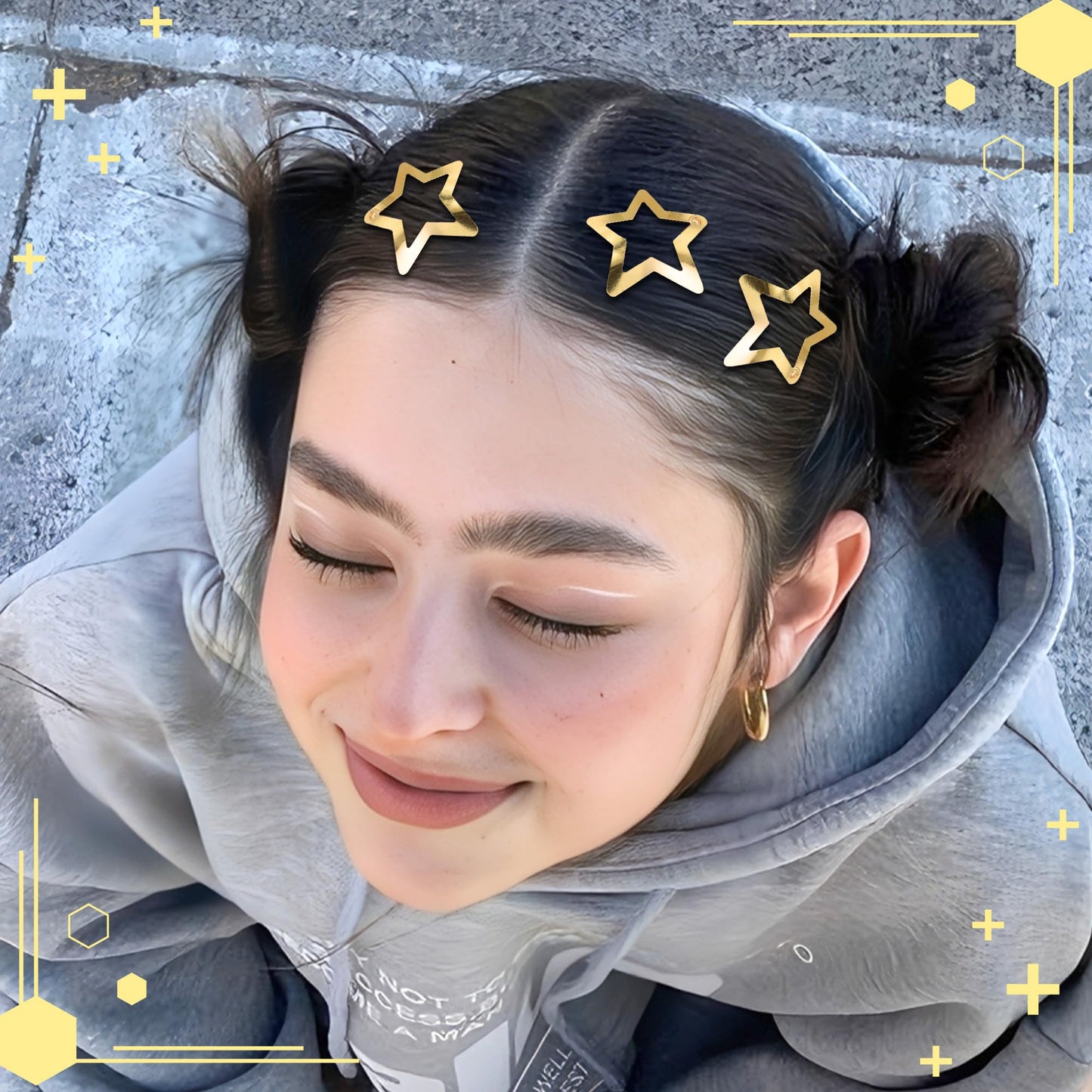 NAISKA 24PCS Gold Stars Hair Clips 2000s Y2K Hair Barrettes Metal Rave Pins