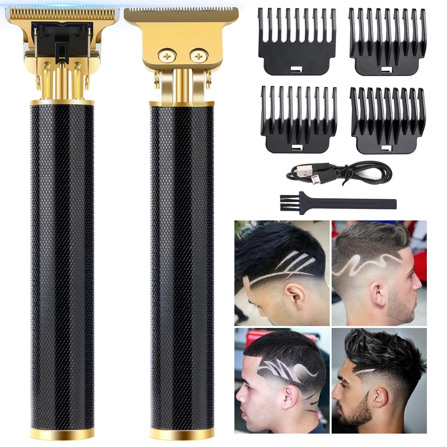 candyfouse Professional Beard Trimmer for Men, Hair Clippers with 4 Limit Combs, Cordless Rechargeable with LCD Display, Approaching Zero Gapped Cutting Grooming Kit
