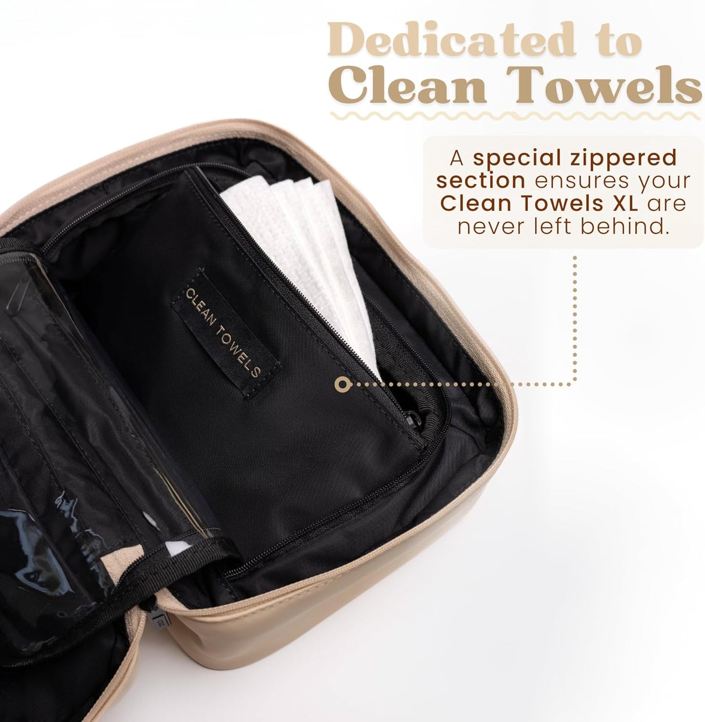 Clean Towels XL Travel Cosmetic Makeup Bag - Portable Water-Resistant Organizer with Dividers | Large Capacity