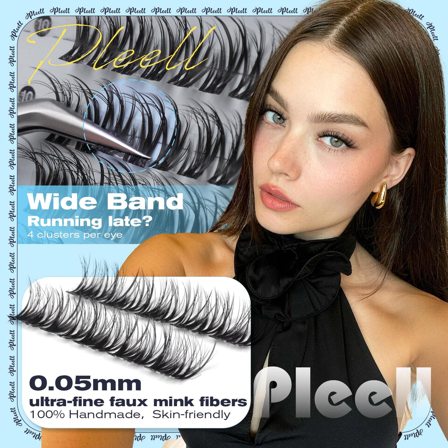 Spider Lash Clusters Wispy Eyelash Clusters 10-16MM 5D DIY Lashes Clusters D-Curl Natural Cluster Eyelash Extensions Fluffy Individual Lashes with Thin&Clear Band Easy Apply for Beginners by Pleell