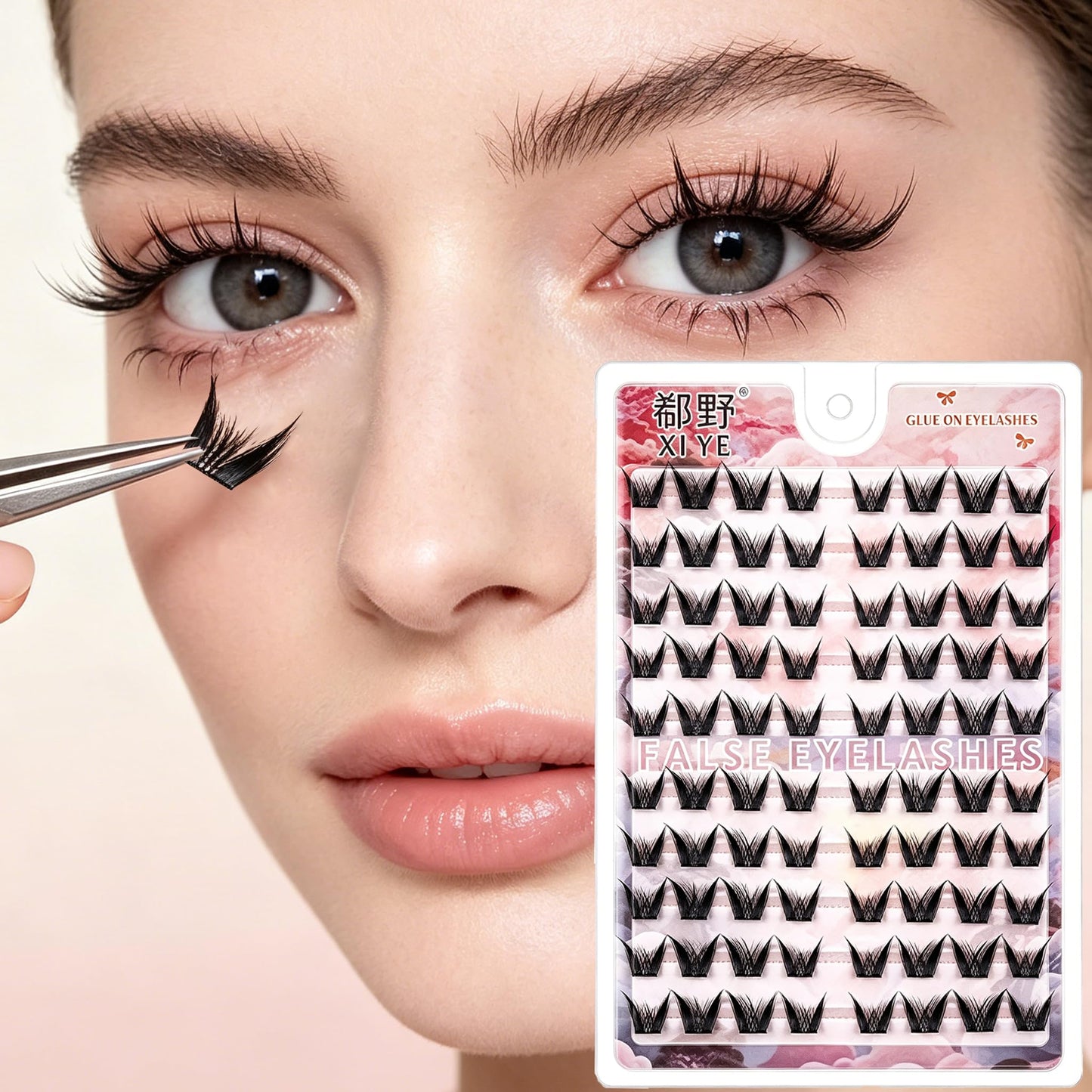Fluffy Curler Lash Clusters, Thin Black Stem Individual Curly Lashes – DIY Eyelash Extensions Kit for Beginners & Beauty Newbies, Natural False Lashes Set for Women Girls Gift
