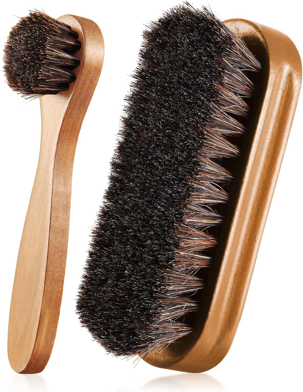 Horsehair Shoe Brush Kit - 4 Pcs Leather & Suede Cleaning Brushes with Microfiber Gloves | Shoe Care Essentials
