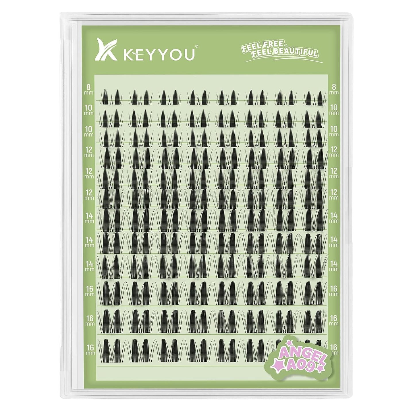 KEYYOU 3D Eyelash Clusters - 280pcs Wispy Volume Lashes | 80D D Curl, 9-18mm Mix