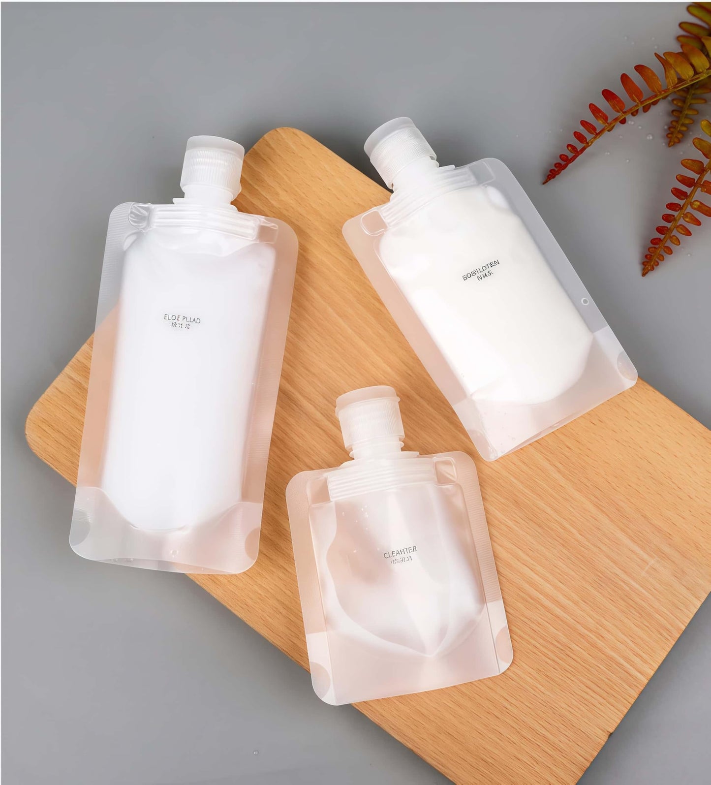 MAAYKOM 10 Pack Travel Pouches for Toiletries, Size Portable Containers,Stand Up Pouch,Refillable Travel Accessories for Shampoo Conditioner (100ML/3.4OZ/10piece)
