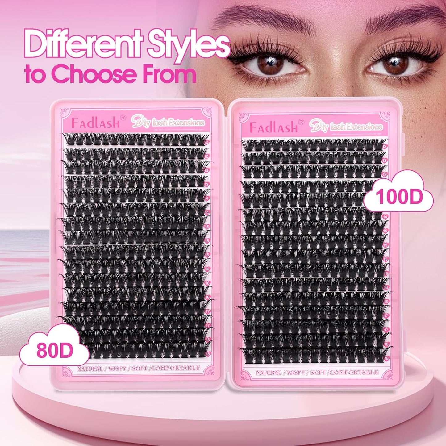 Eyelash Clusters - 80D & 100D D Curl Individual Lashes | 496PCS DIY Extensions 12-18mm
