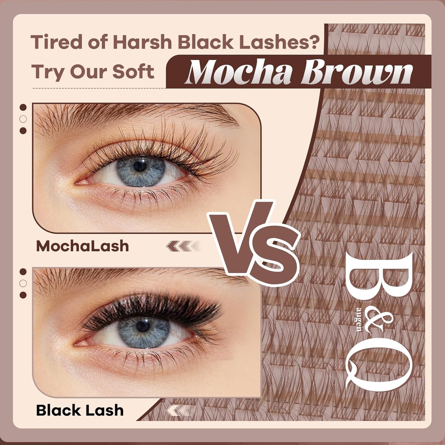 Brown Lash Clusters - Soft Eyelash Extensions for Light Hair | Comfortable MochaLash Eyelashes for All Occasions