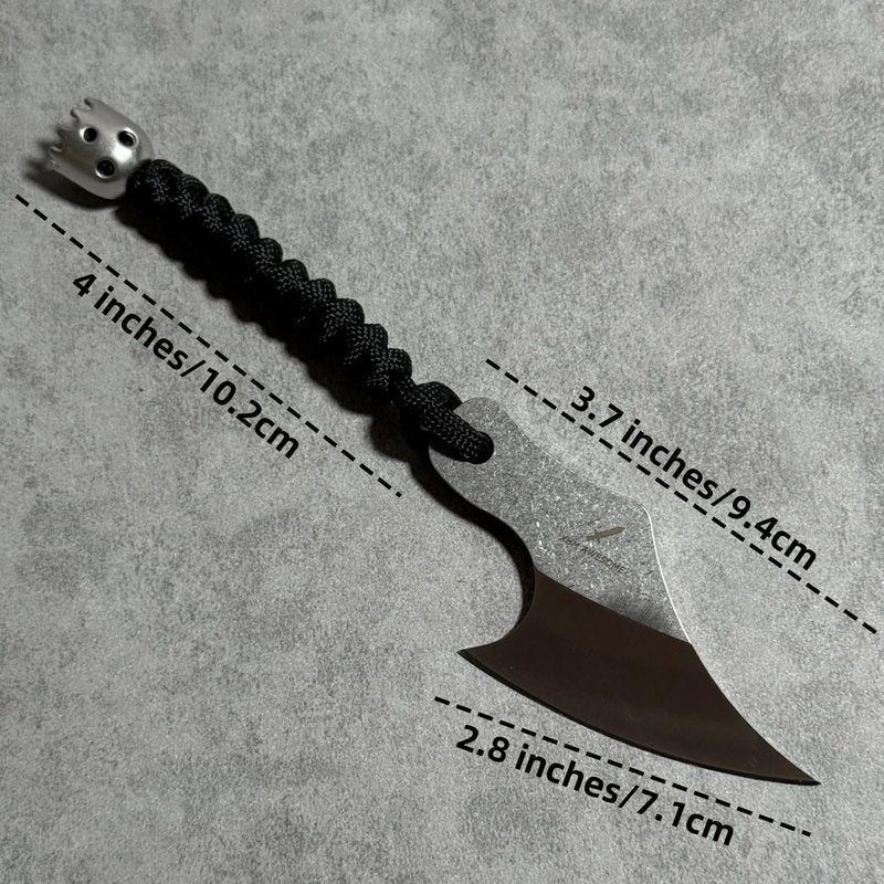 XHM Awesome 3.7 Inches Small Tactical Knife - Mini Chopper with Braided Lanyard & Beads for Camping, Hunting, Fishing, Hiking & Outdoor