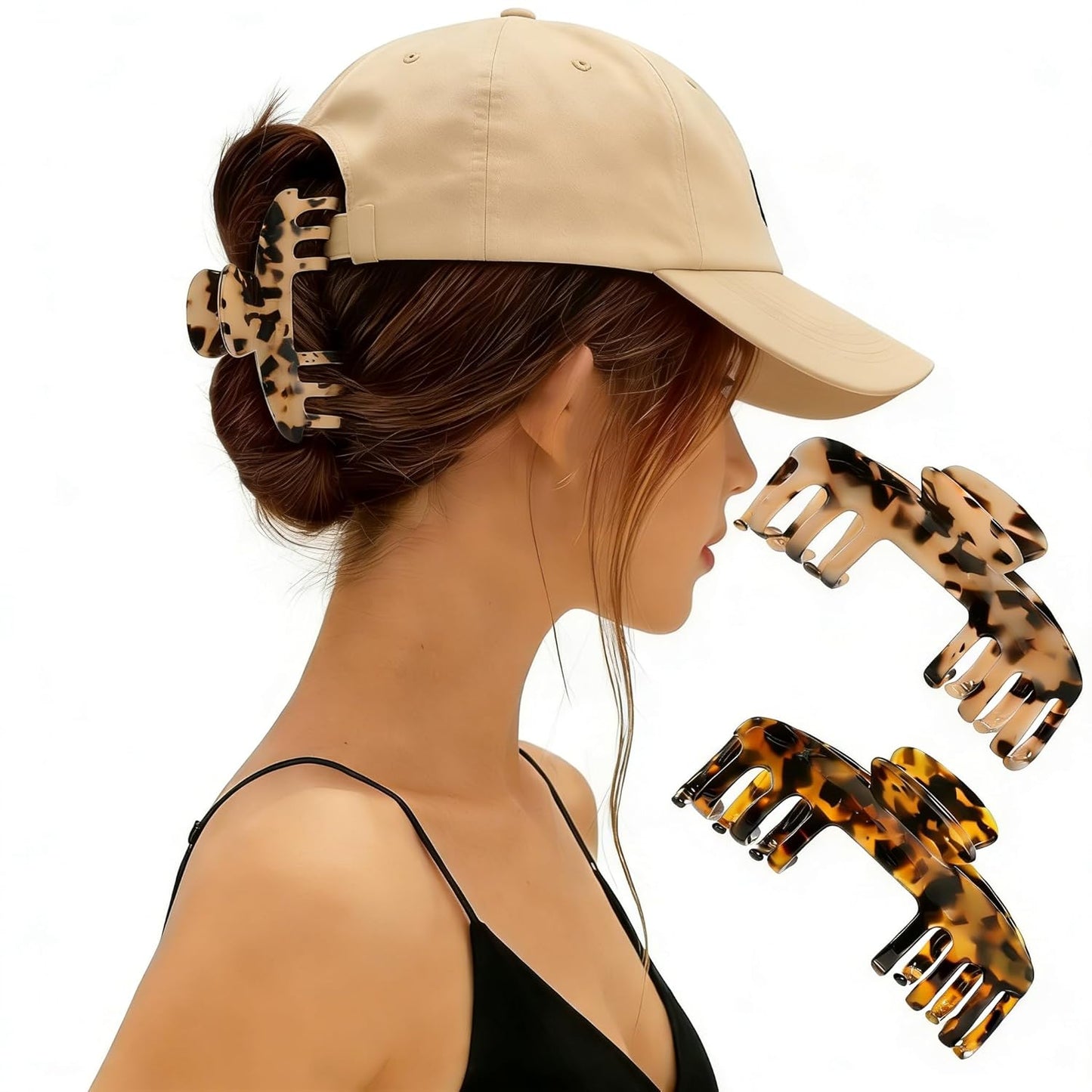 Hair Claw Clips - Non-Slip Acetate Clips for Baseball Caps | Durable Grip Hair Accessories for Women & Girls
