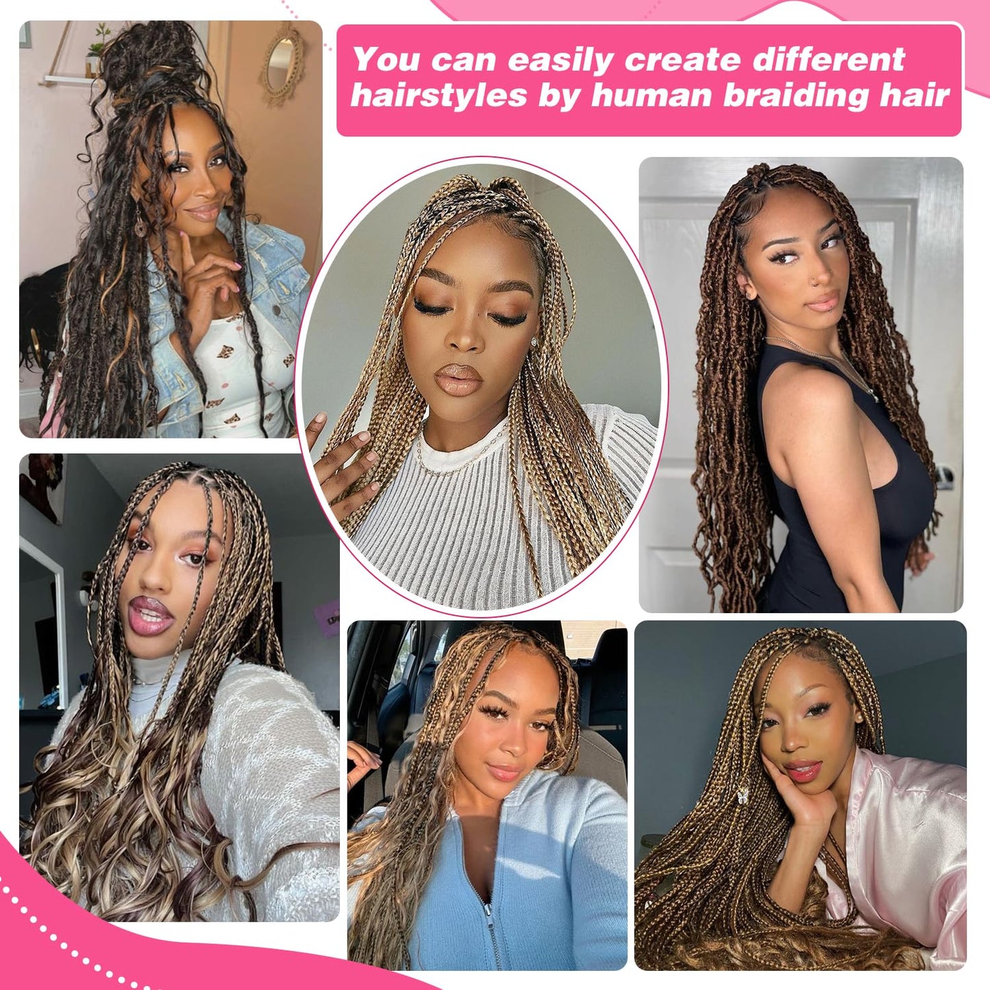 Body Wave Curly 4/27 Human Braiding Hair - 100g One Bundle for Boho Braids | 18 Inch