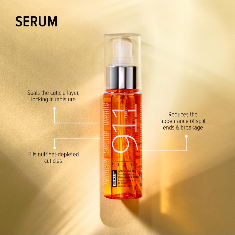 Biotop Professional 911 Quinoa Smoothing Serum - Hair Serum For Frizzy and Damaged Hair to Repair and Promote Shine - UV + Heat Protectant (2.2 Oz / 65ml)